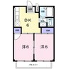 ハイツ香南 2DKの間取り