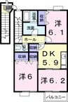 セントポーリアくすみ　Ｃ 3DKの間取り
