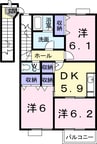 セントポーリアくすみ　Ｃ 3DKの間取り