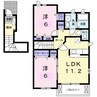 パストラル川部Ｂ 2LDKの間取り