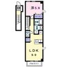 フルールＭ２ 1LDKの間取り