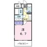 フルール・Ｍ 1Kの間取り