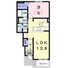 ハーモニー成合 1LDKの間取り