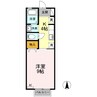 シャインポート屋島 F棟 1Kの間取り
