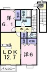 サンライズ川原　Ｃ 2LDKの間取り