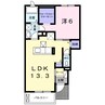 レイクサイドパレスＡ 1LDKの間取り