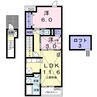 ルーベル柞原　Ⅱ 2LDKの間取り