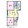 南オレンジタウンⅢ 2DKの間取り