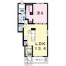 レイクサイドパレスＢ 1LDKの間取り