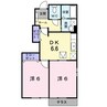 ヴァイオレット・パラッツオＡ 2DKの間取り
