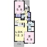 カーサ・フィオーレＣ 2LDKの間取り