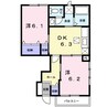 パレットタウン山端Ⅱ 2DKの間取り