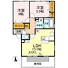サンパティーク A棟 2LDKの間取り