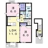 グランエスペランサⅢＡ 2LDKの間取り