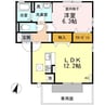 アンジュール山北 B棟 1LDKの間取り