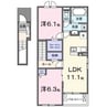 綾川町アパートＤ 2LDKの間取り
