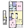 サンピアス木太２ 2LDKの間取り