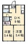 リベラＵ 2DKの間取り