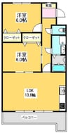 宮地マンション 2LDKの間取り
