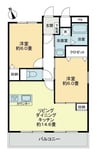 Okaマンション 2LDKの間取り