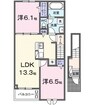メルベーユ　Ｂ 2LDKの間取り