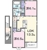 メルベーユ　Ｂ 2LDKの間取り