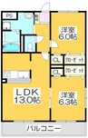 グランビュー 2LDKの間取り