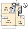 ブランシェーM A棟 2LDKの間取り