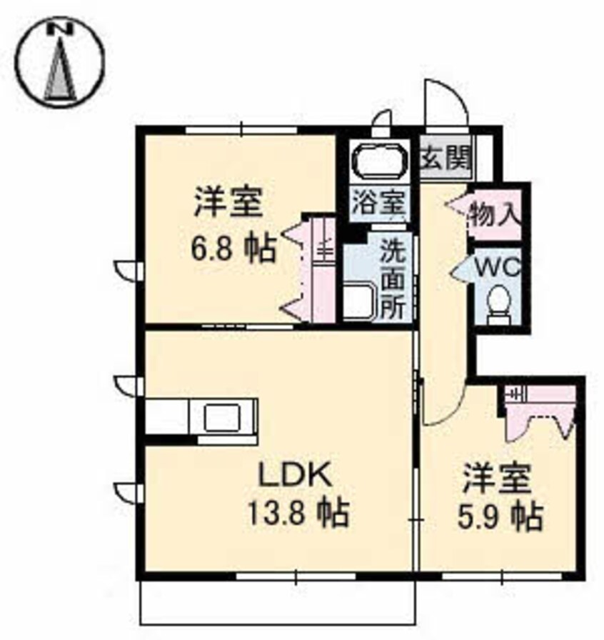 間取図 パインテイル　Ｂ棟