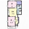 リバーウエスト　Ｂ 2DKの間取り