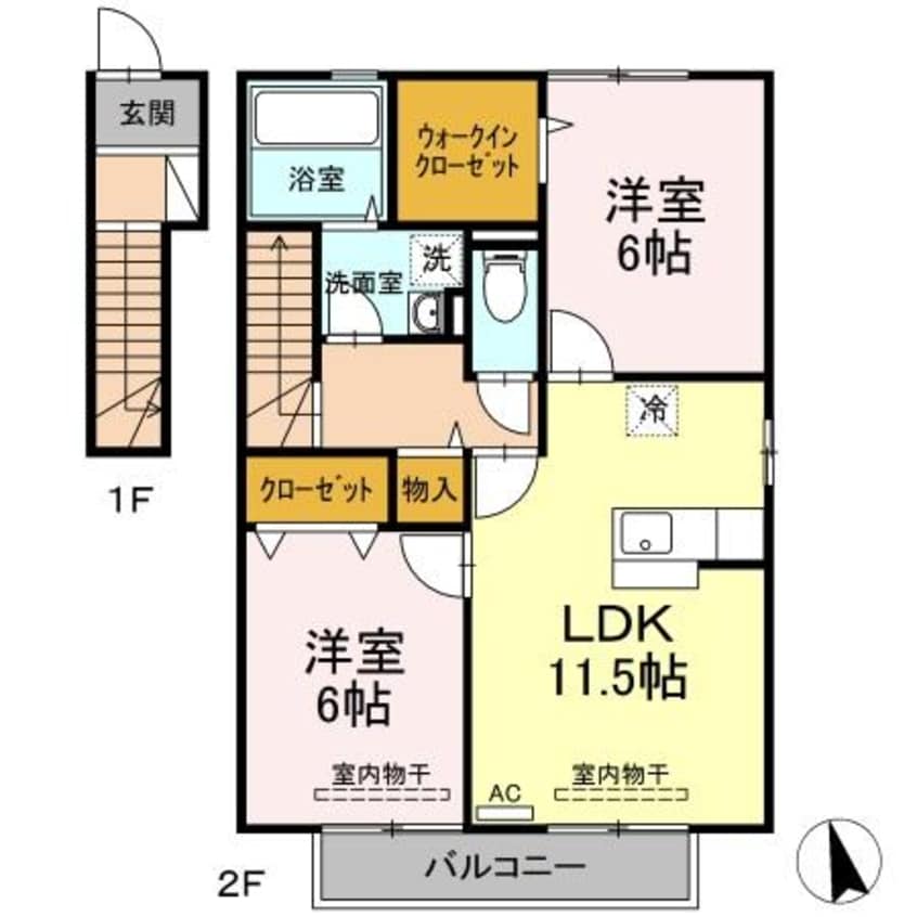 間取図 ローズコート一本木G棟