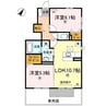 セジュール田村西　B棟 2LDKの間取り