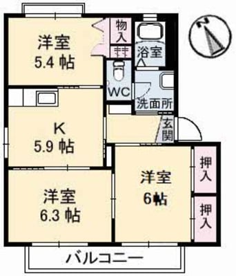 間取図 バリュージュヤシマ　A棟