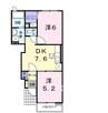 アクティ北鴨Ⅲ 2DKの間取り
