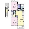 カルム・幸　Ｂ 2LDKの間取り