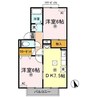 チェリータウン川東　A棟 2DKの間取り