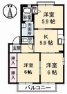 バリュージュグリーン　Ｄ 3Kの間取り