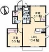 ブランシェーM　B棟 2LDKの間取り