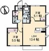 ブランシェーM　B棟 2LDKの間取り
