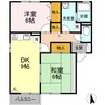 サンハイム B棟 2DKの間取り