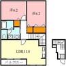 アヴェニューノムラA 2LDKの間取り