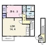 コーポフォレストＢ 1LDKの間取り