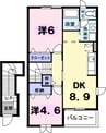 ミストラルＢ 2DKの間取り