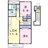 リバーサイド本山　Ｉ 2LDKの間取り