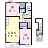 メゾンハナブサⅡ 2LDKの間取り
