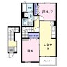 ラ・フェスタＣ 2DKの間取り