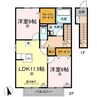ローズコート一本木G棟 2LDKの間取り