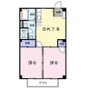 グリンゲイブルズ 2DKの間取り