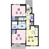 リバーヒル２　Ｂ 2DKの間取り