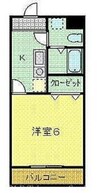 カーサ・ハマ 1Kの間取り